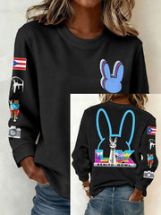 Women's Bunny Football Music Lover Printed Sweatshirt