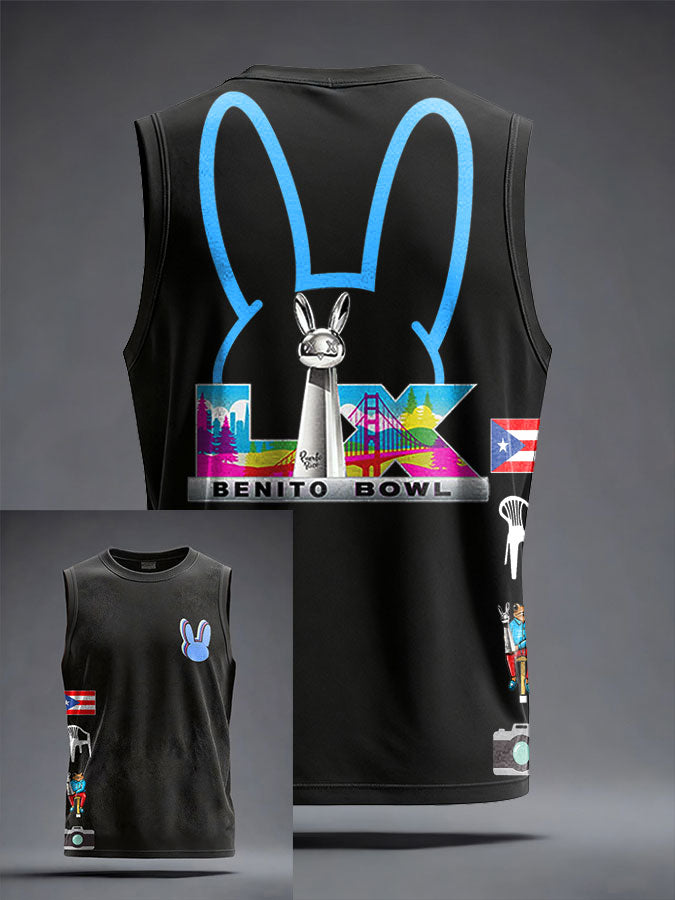 Unisex Bunny Football Music Lover Printed Tank Tops