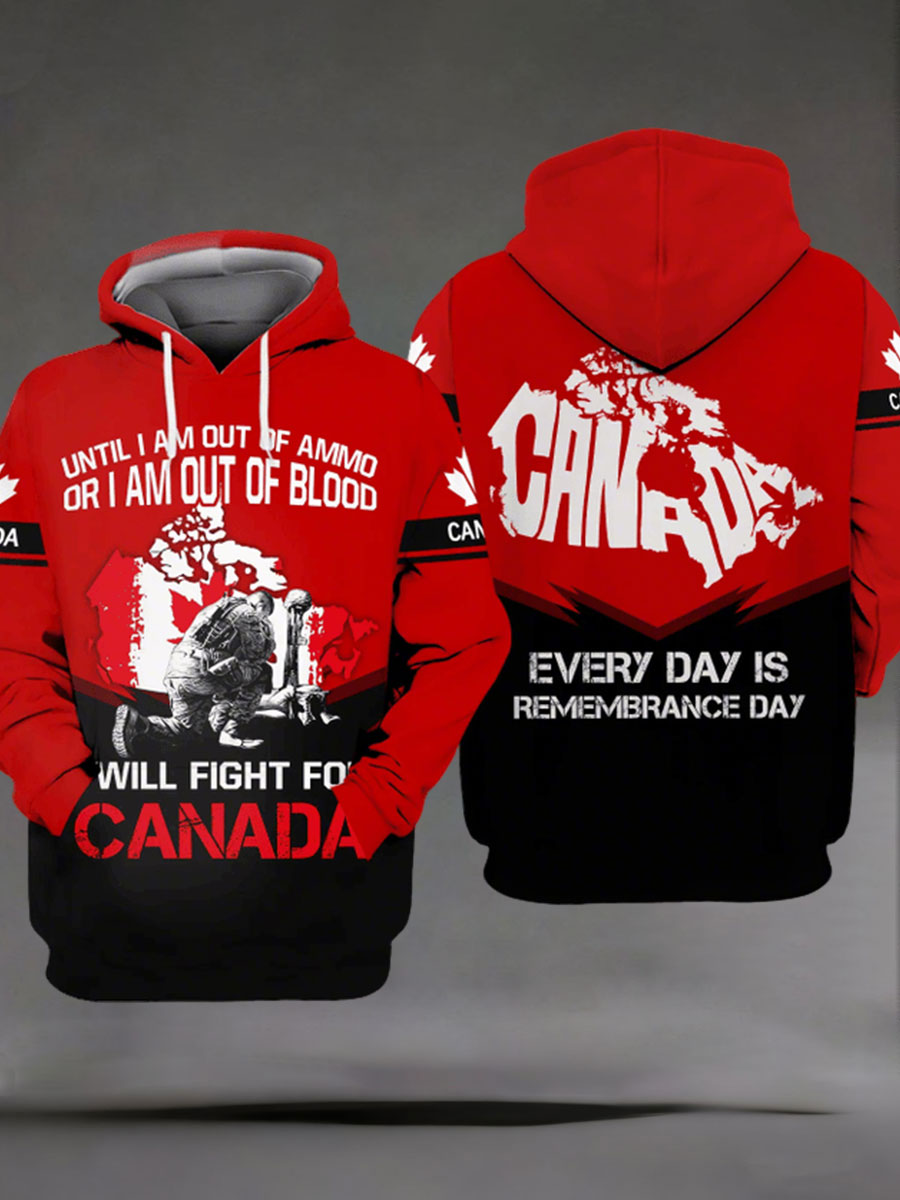Men's Remembrance Day Printed Casual Hoodie