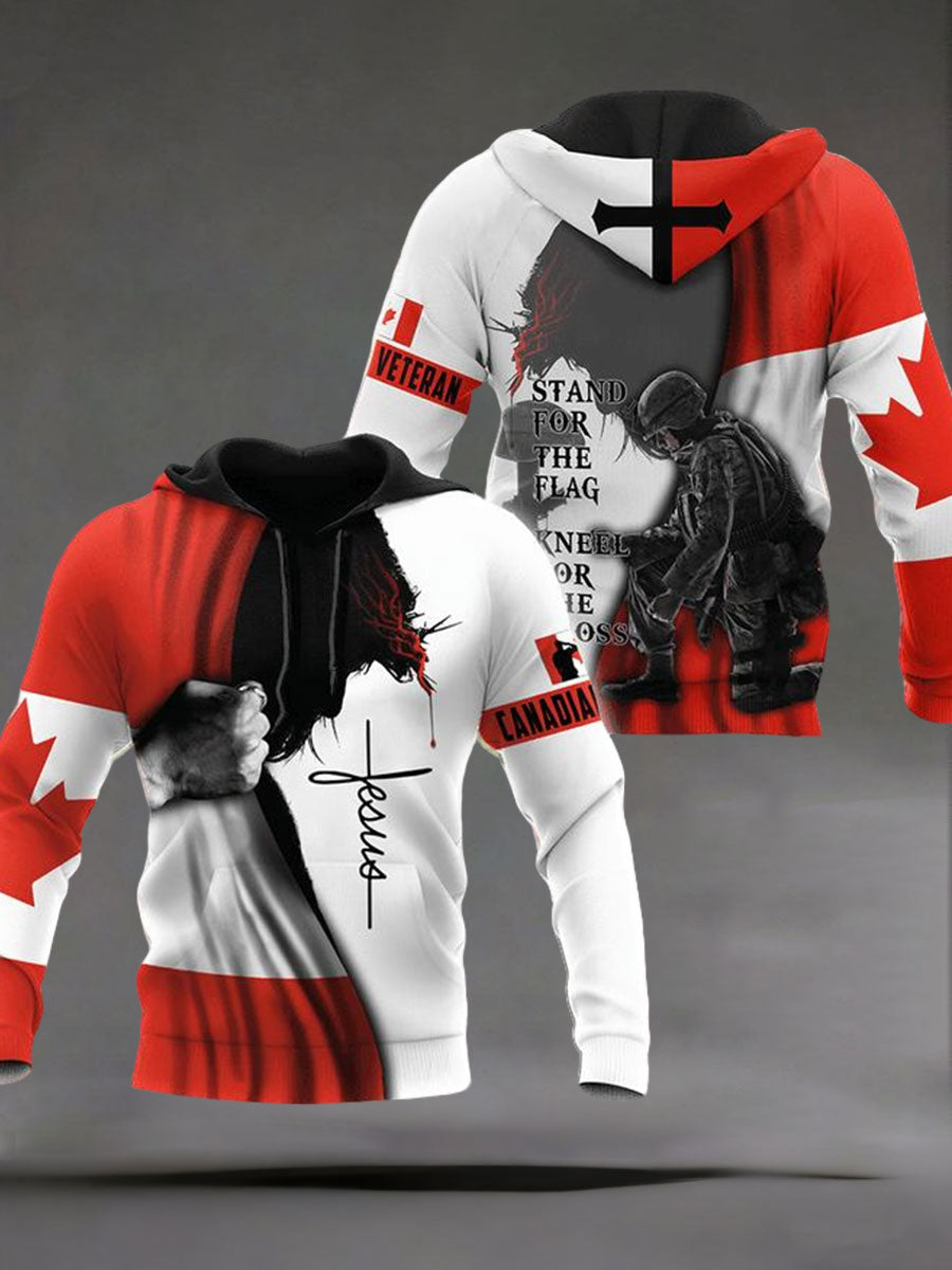 Men's Remembrance Day Printed Casual Hoodie