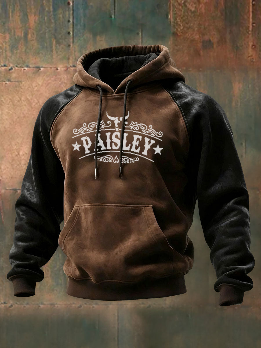 Men's Vintage Western Paisley Printed Casual Hoodie