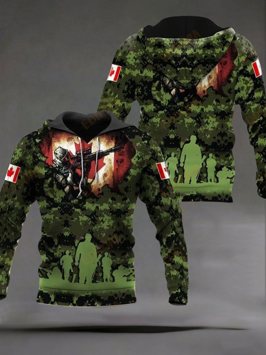 Men's Remembrance Day Printed Casual Hoodie
