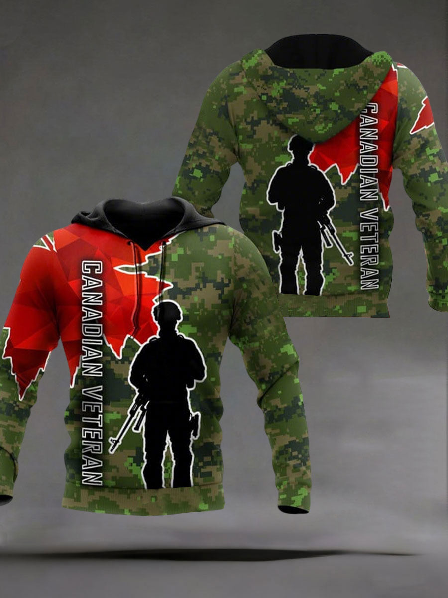 Men's Remembrance Day Printed Casual Hoodie