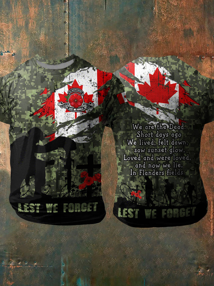 Men's Canadian Remembrance Day Printed Casual T-Shirt