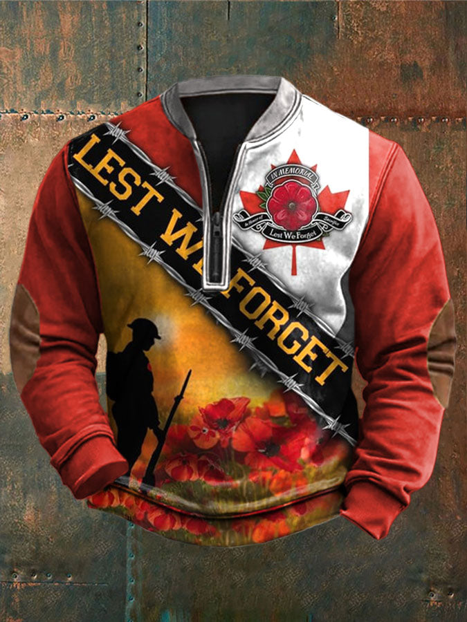 Men's Canadian Remembrance Day Printed Casual Top