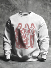 Men's Rock Band Print T Crew Neck Sweatshirt