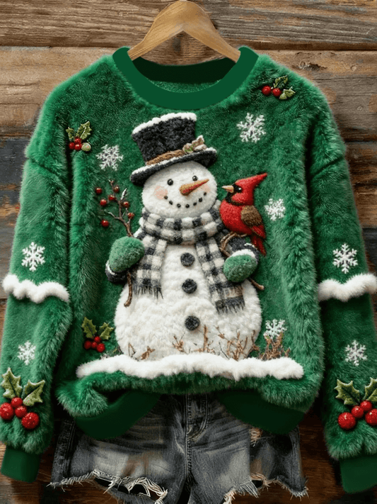 Women's Vintage Christmas Printed Flannel Sweatshirt
