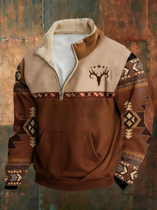 Men's Vintage Western Printed Casual Sweatshirt