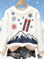 Women's Ski Art Print Casual Top