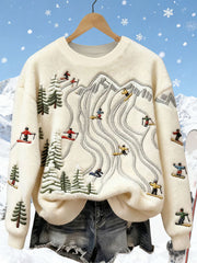 Women's Ski Art Print Casual Top