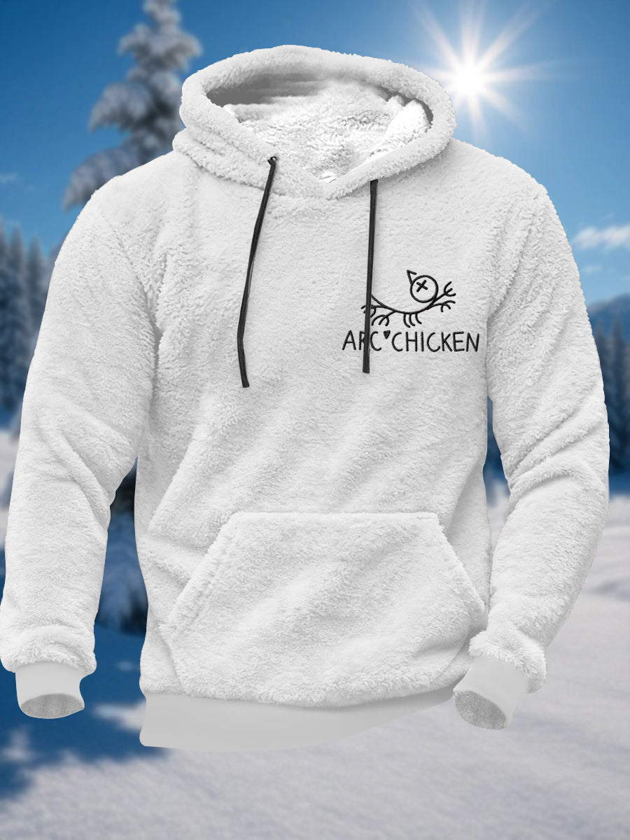 Men's Funny Arc'chicken Plush Hoodie