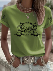 Women's Highland Cow Print Casual T-shirt