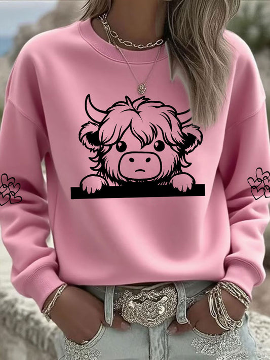 Women's Highland Cow Print Casual Sweatshirt