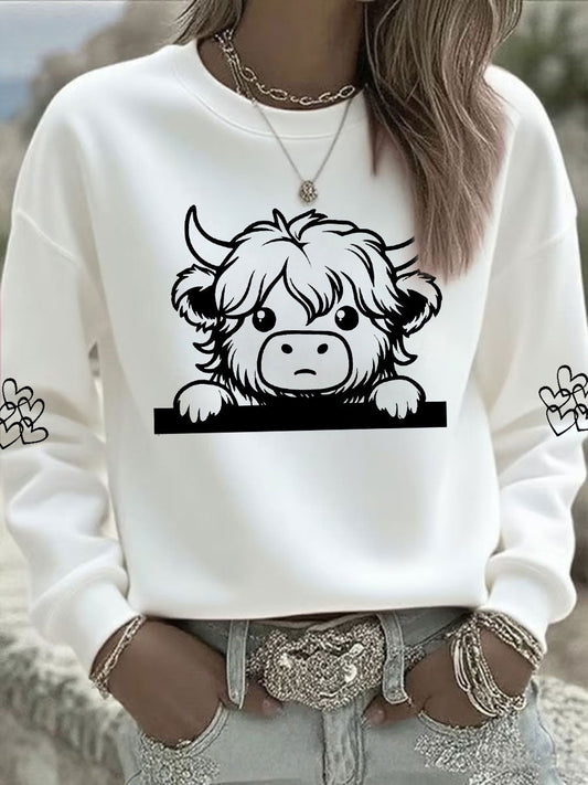 Women's Highland Cow Print Casual Sweatshirt