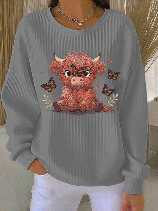 Women's Highland Cow Print Sweatshirt