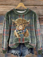 Women's Cute Cow Art Flannel Top