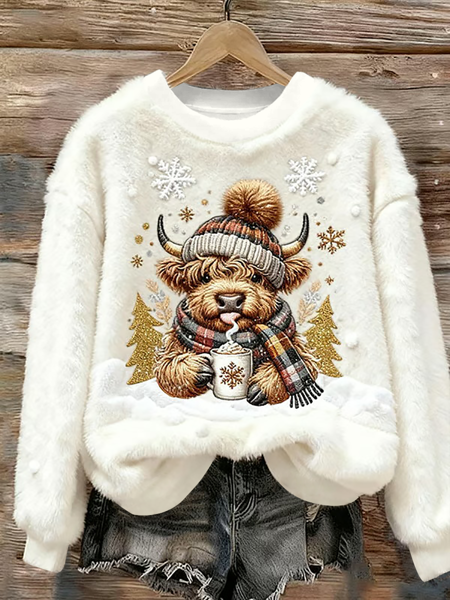 Women's Highland Cow Art Print Casual Top