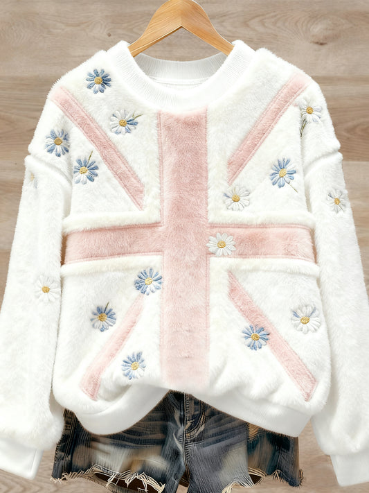 Women's British style Art Print Casual Flannel Sweater