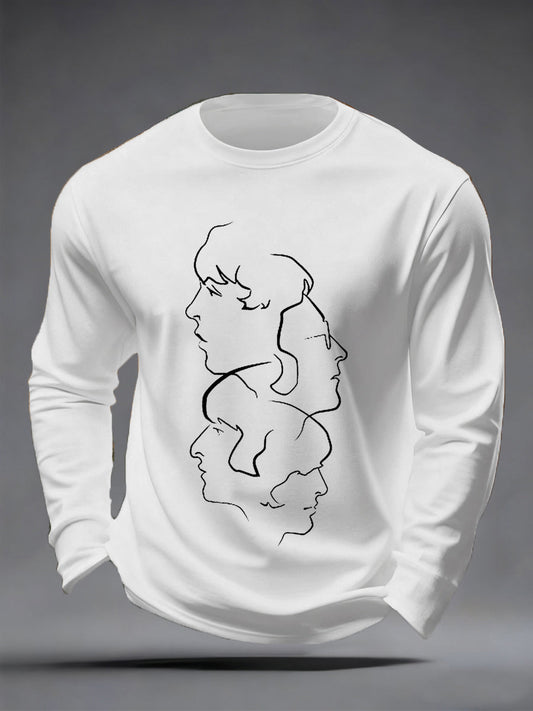 Men's Retro Classic Legendary Rock Band Print Gift For Fans Casual long sleeve T-shirt
