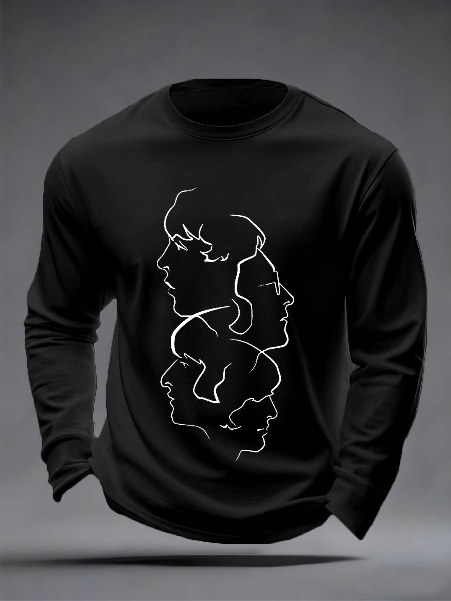 Men's Retro Classic Legendary Rock Band Print Gift For Fans Casual long sleeve T-shirt