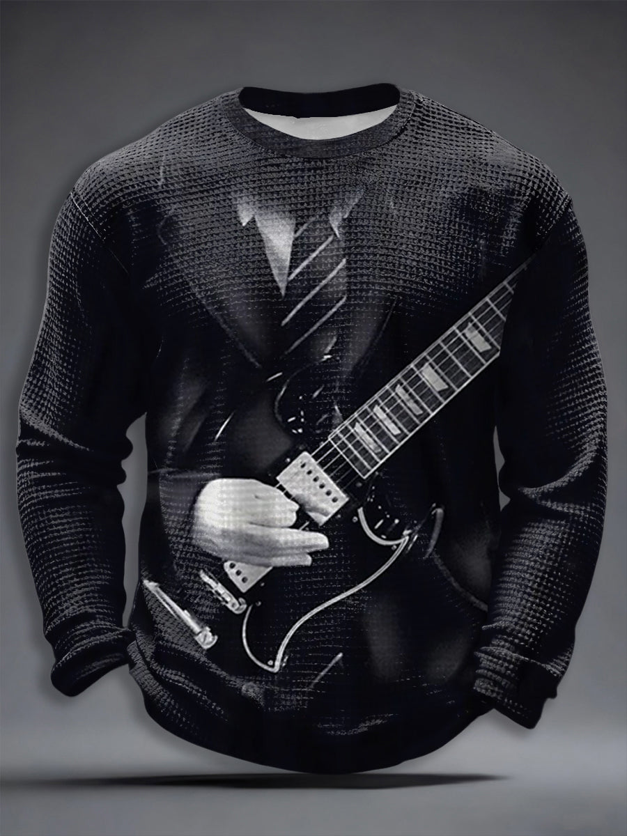 Men's Rock Music Inspired Waffle Long Sleeve T-Shirt
