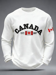 Men's CANADA Waffle Print Casual T-shirt