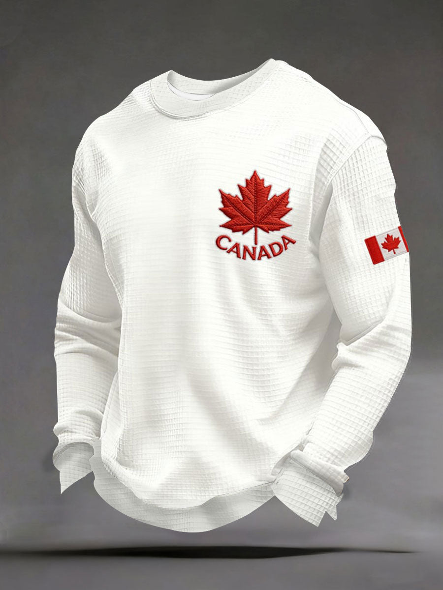 Men's CANADA Waffle Casual Print Sweatshirt