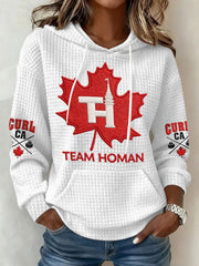 Women's Canadian Curling Print Casual Hoodie