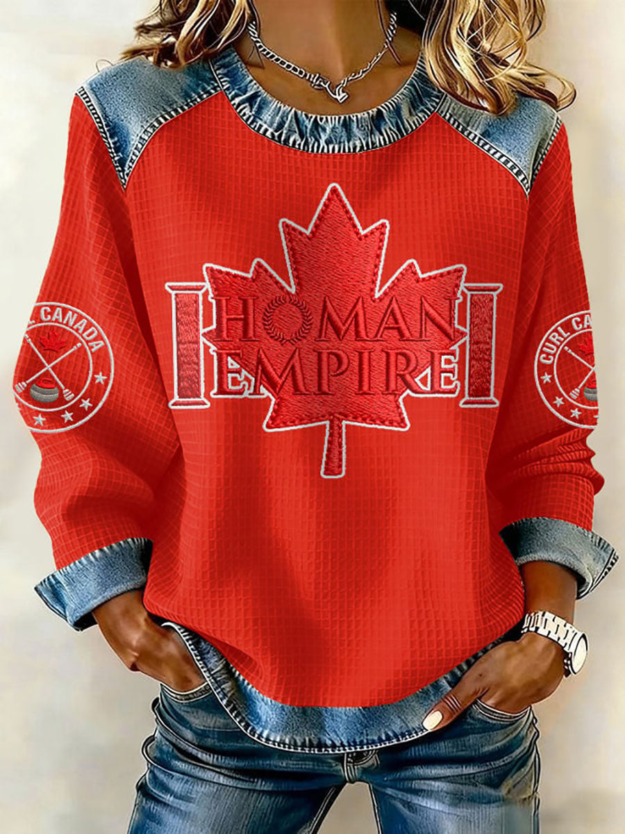 Women's Canadian Curling Print Casual Top