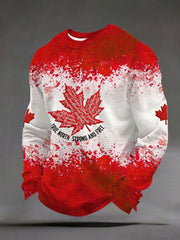 Men's CANADA 2026 Waffle-Knit Print Casual Sweatshirt