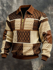 Men's Vintage Printed Zip-Up Jacket