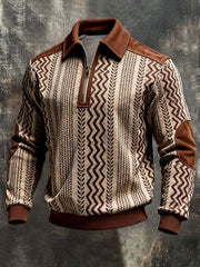 Men's Vintage Printed Zip-Up Jacket