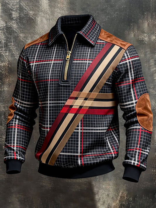 Men's Vintage Printed Zip-Up Jacket