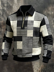 Men's Vintage Printed Zip-Up Jacket