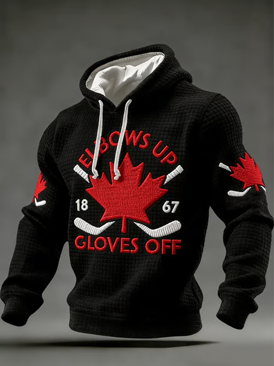 Men's Canadian Ice Hockey Checkered Cotton Hoodie