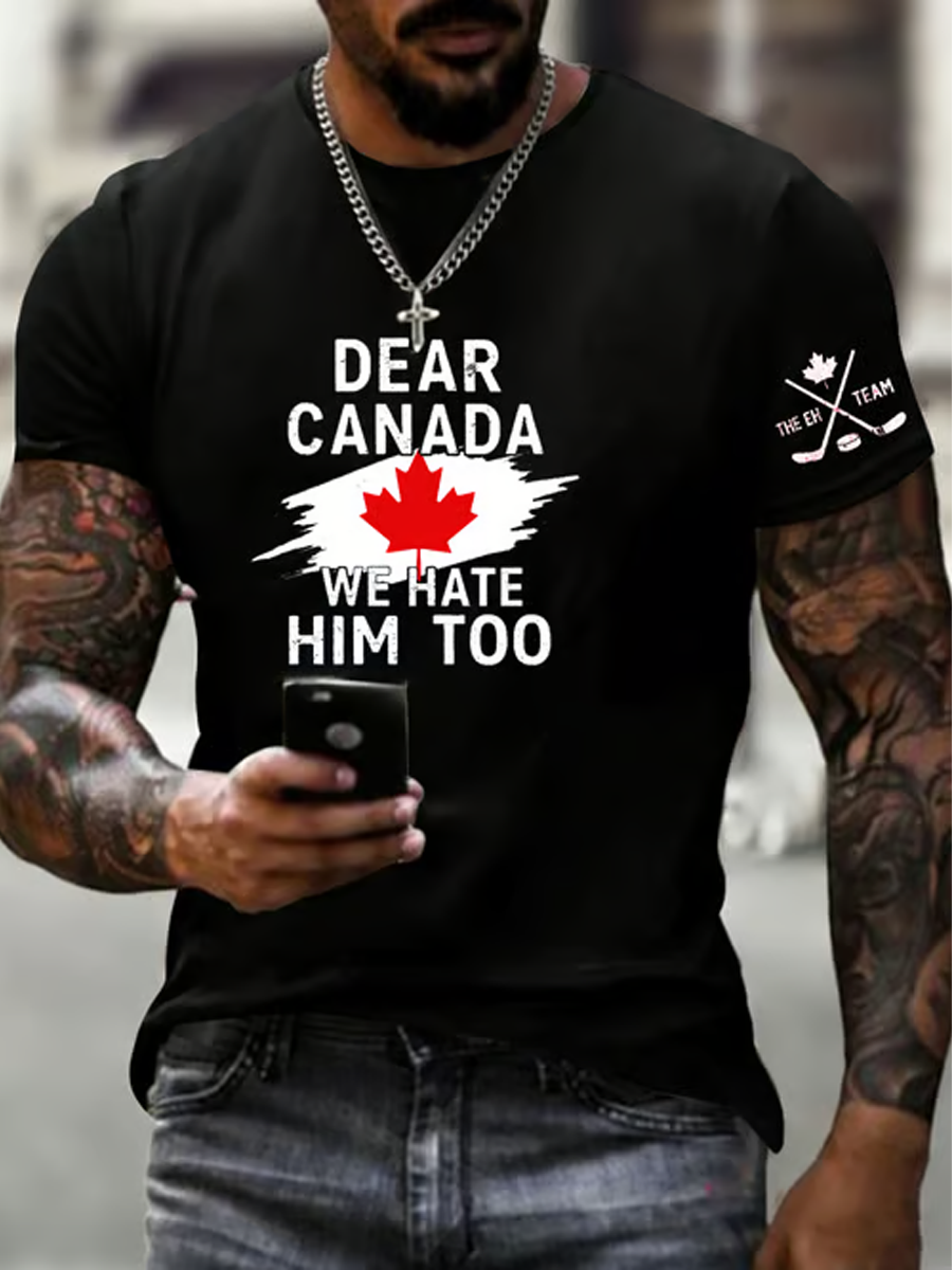 Men's Canadian Ice Hockey imitation cotton short-sleeved T-shirt