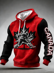 Men's Canadian Ice Hockey Checkered Cotton Hoodie