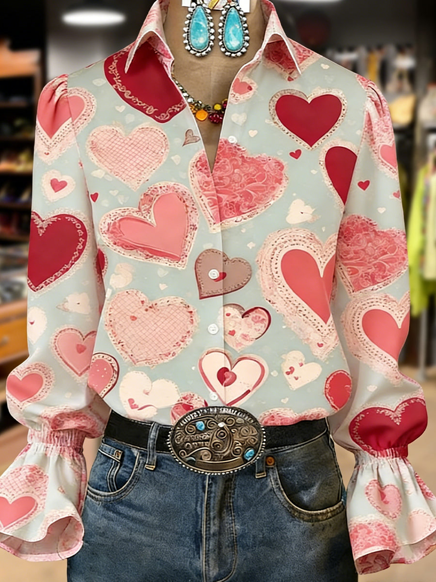 Women's Retro Plants Flowers Art Print Long Sleeve Top