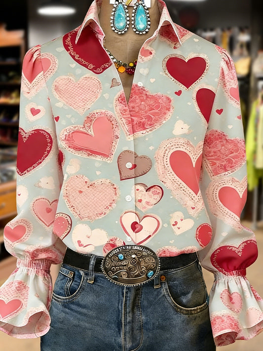 Women's Retro Plants Flowers Art Print Long Sleeve Top