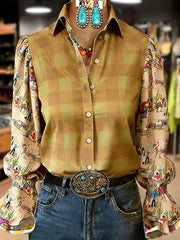 Women's West Art Print Long Sleeve Top