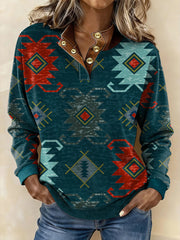 Women's Vintage Western Ethnic Aztec Pattern Casual Sweatshirt