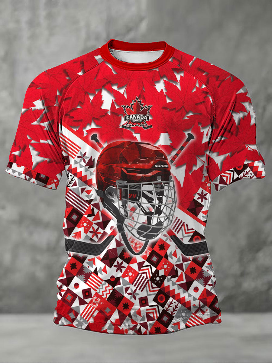Men's Canada Hockey Printed Casual T-Shirt