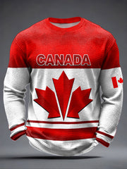 Men's Canada Hockey Waffle Print Casual T-Shirt