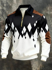 Men's Retro Casual Printed Zipper Sweatshirt