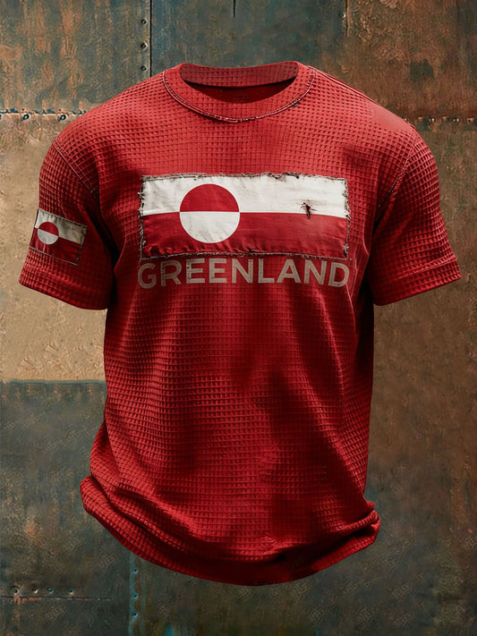 Men's Greenland Waffle Print Casual T-Shirt