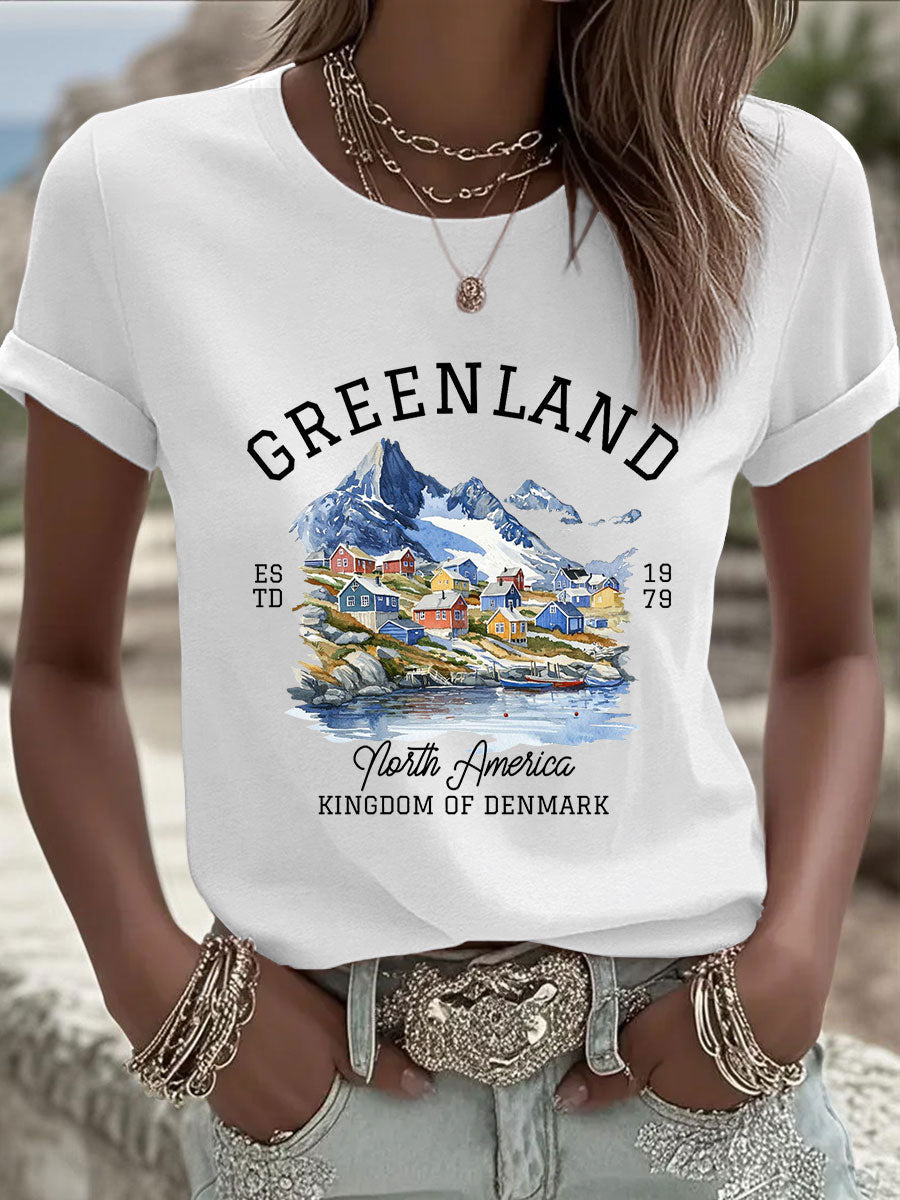Women's Greenland Print Casual T-Shirt