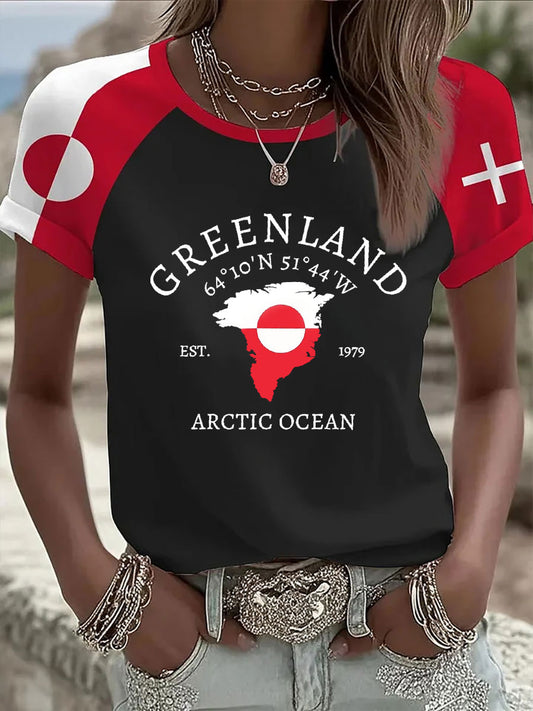 Women's Greenland Print Casual T-Shirt