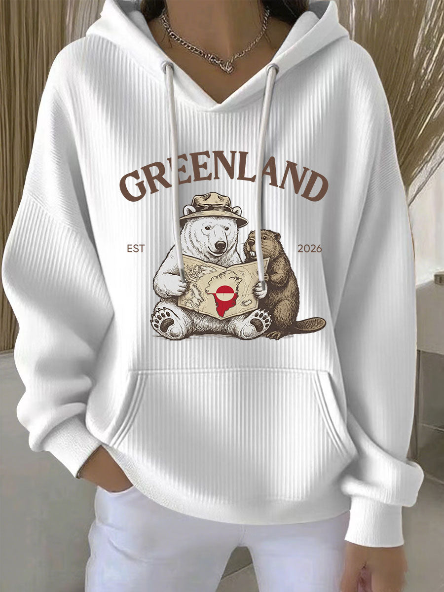 Women's Greenland Print Casual Hoodie