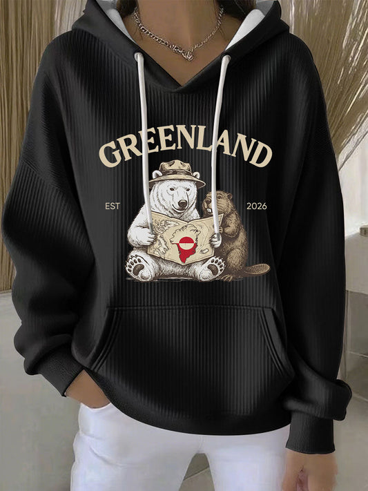 Women's Greenland Print Casual Hoodie