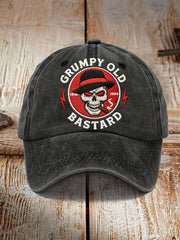 Unisex Grumpy Old Bastard Embroidered Vintage Washed Hat